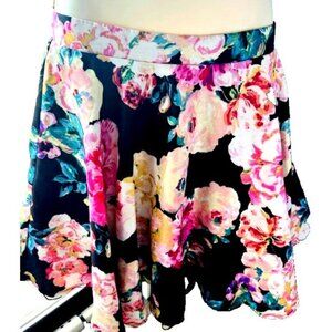 City Triangles Garden Party Multicolor Floral Pleaded w/Lace Crinoline Skirt S